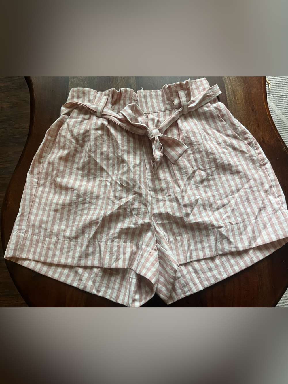 LA Hearts Pink Paperbag Gingham Linen Shorts